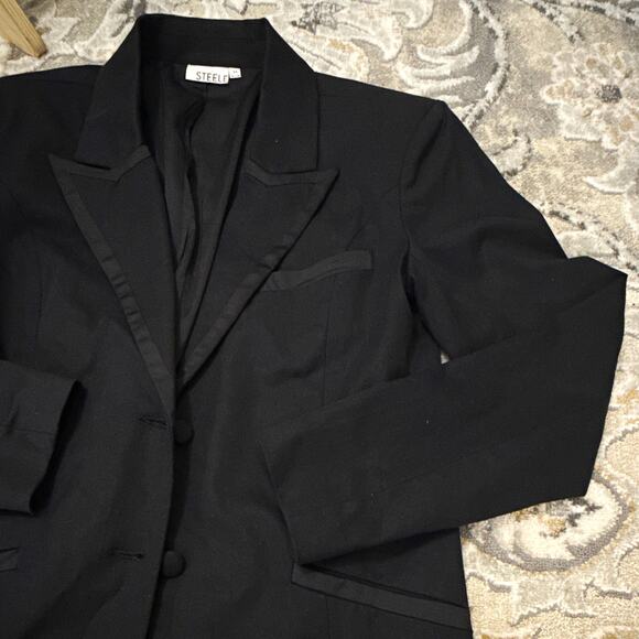 STEELE Jackets & Blazers - STEELE Black Blazer Womens XS Longline Stretch Tailored Jacket Classic Career